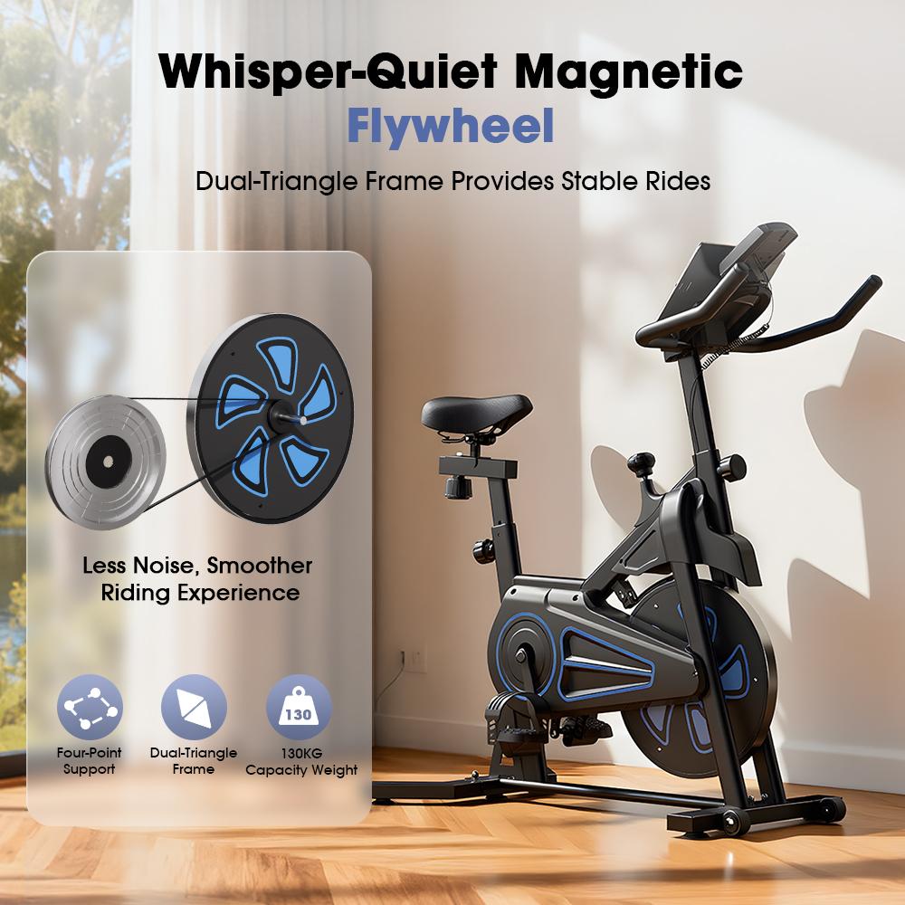 Formill QK116C Magnetic Exercise Bike 6KG Flywheel Adjustable Seat & Handlebar LCD Display Silent Indoor Cycling Bike for Home Fitness