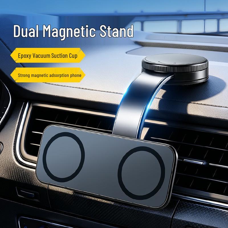 Adjustable Magnetic Car Phone Holder with Double Suction