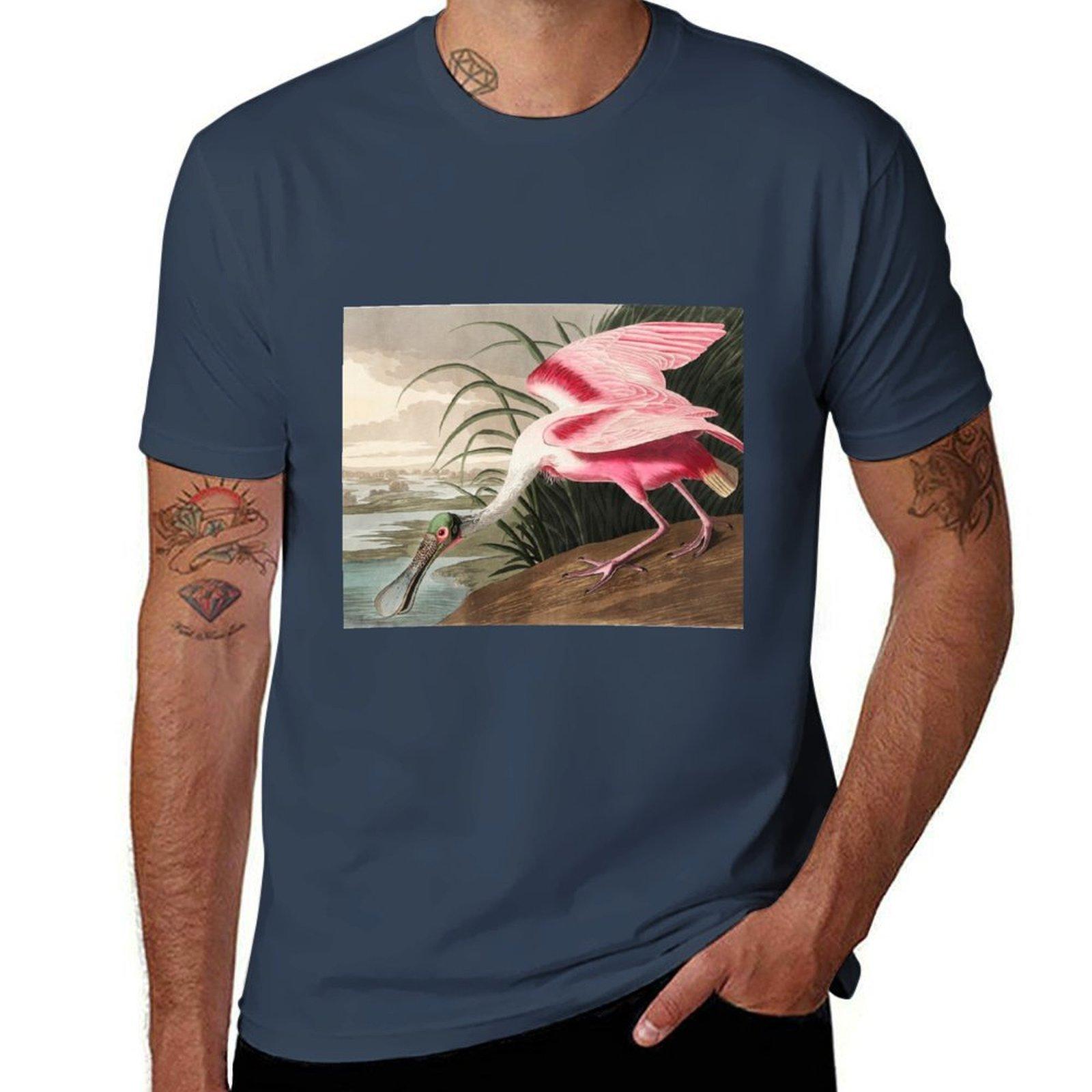 Spoonbill Bird TShirt No Iron Casual Short Sleeve Top S