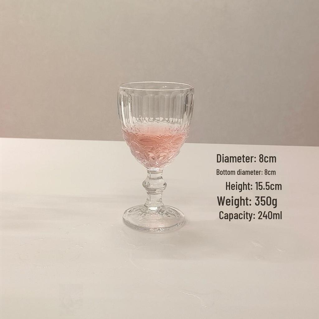 Vintage Embossed High-Footed Red Wine Glass with Bubbles - Wedding Decoration, Child-Friendly, Thickened Design