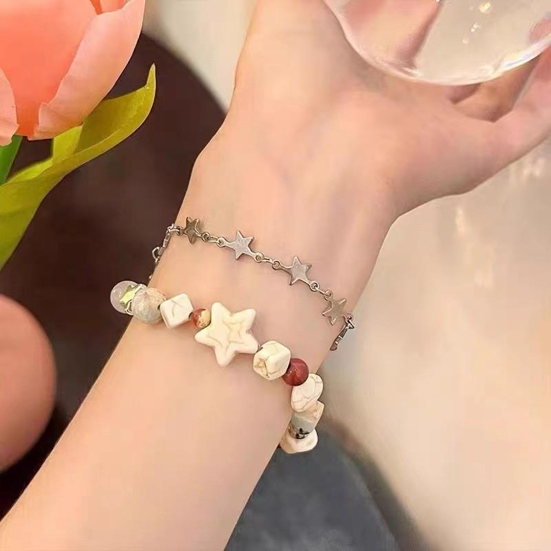 Fashionable Star Alloy Bracelet For Women Stylish Layered Design Friendship Beaded