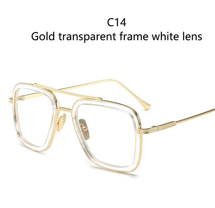 Square Men Edith Sunglasses Vintage Tony Stark Silver Metal Frame Blue Lens Glasses Fashion Women Steampunk Eyewear