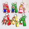 Anime Super Mario Bros Keychain Pendant Cartoon Mario Luigi Princess Peach Key Chain Backpack Bag Car Keyring Prop Gift
