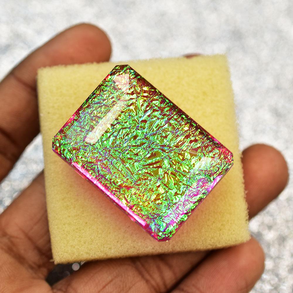 Opal Loose Gemstone Multi- Color Monarch Doublet 132 ct Emerald Cut Flawless for Jewelry Designs