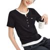 Women's Summer New Color Contrast Fake Two Pleated Short Sleeve Design Sense Inside The Top