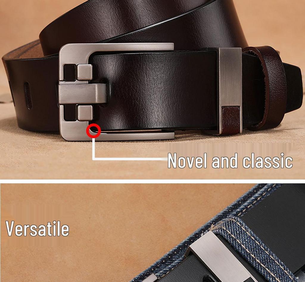 Men's Genuine Leather Extra-Long Black Plus Size Belt