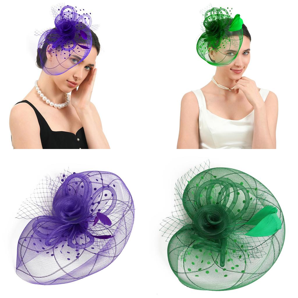 Elegant Mesh Fascinator Hat With Feathered And Flower Nonslip Headband For Women TeaParty and Masquerades Event Wear