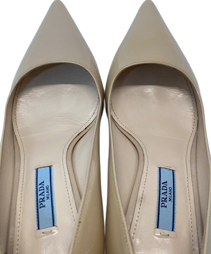 PRADA Décolleté a Punta Travertino Beige Scarpe Donna Taglia US6 EU36 Autentiche