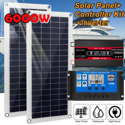 20W Solar Panel Battery Charger Solar Inverter Complete Kit Solar Controller 6000W Solar Power System  110V/220V
