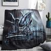 1PC Alien Print Flannel Blanket, High Quality All Seasons, Home Decor, Warmth and Comfort, Perfect for Christmas Gifts