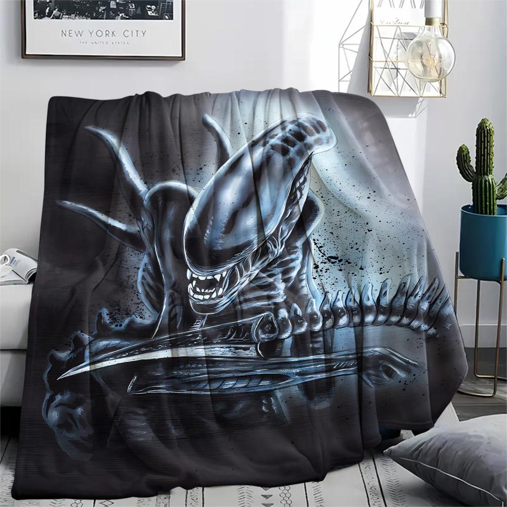 1PC Alien Print Flannel Blanket, High Quality All Seasons, Home Decor, Warmth and Comfort, Perfect for Christmas Gifts