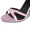 Fashion New Pink Feather Button Satin High Heel Sandals Women's Summer Fashion Sexy Thick Heels Wedding Party High-heeled Shoes Size 41