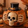 Feiertagsatmosphäre Dekoration Halloween Schädel Kürbis Süßigkeitenglas mit Zylinderdeckel, Harz Dekoratives Vintage Spinnen Schmuckstück Behälter Aufbewahrungsbehälter,