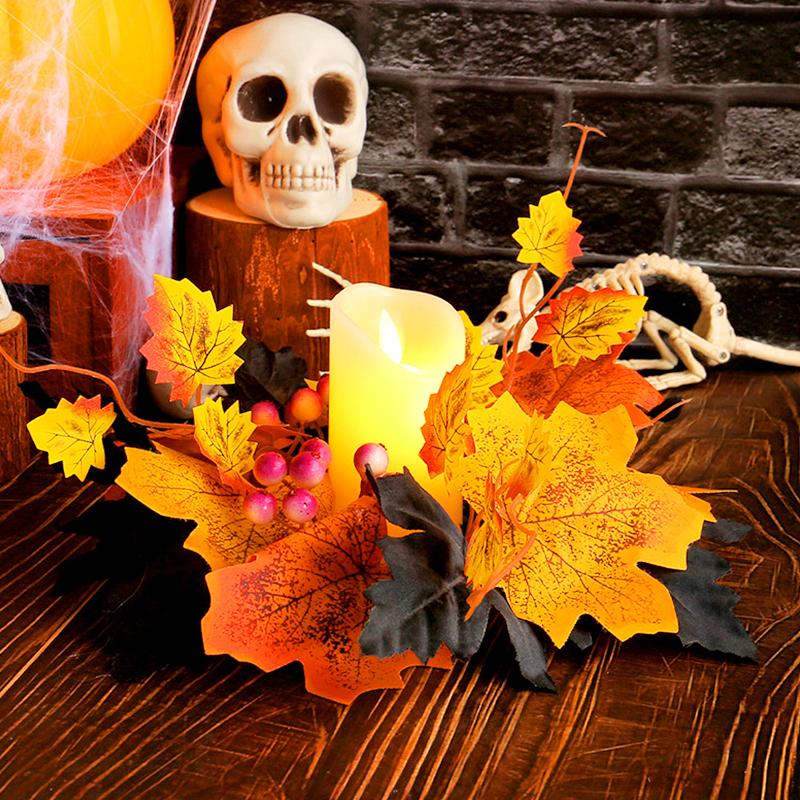 

Гирлянда из кленовых листьев на Хэллоуин, деревенский осенний венок, праздничный венок из кленовых листьев на Хэллоуин, гирлянда для дома
