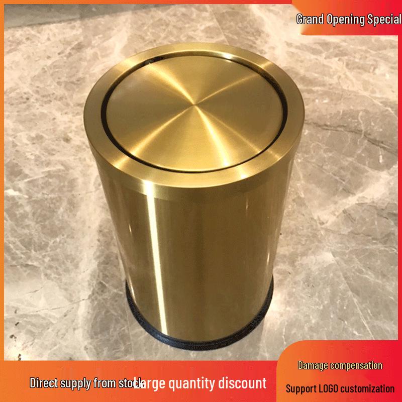 Stainless Steel Swing Lid Trash Can for Home and Kitchen, Light Luxury Design for Bathroom and Living Room.