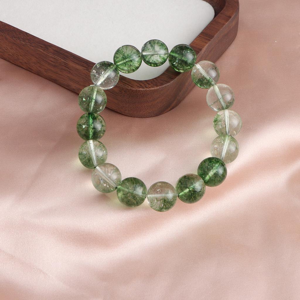 Nowa chińska bransoletka 12mm Huang Asai Kruszony Lód Zielony Duch Róg Obfitości Kryształowa Bransoletka Kamień Różany Akwamaryn