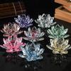 Flerfarvet Krystal Lotusblomst Figur Hjemme Bryllupsdekoration Glas Håndværk Samling Papirvægt Bordpynt Souvenir Gaver