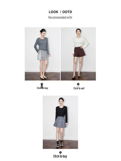 Light Luxury 3D Cable Knit Beaded Round Neck Long Sleeve Sweater Top for Women