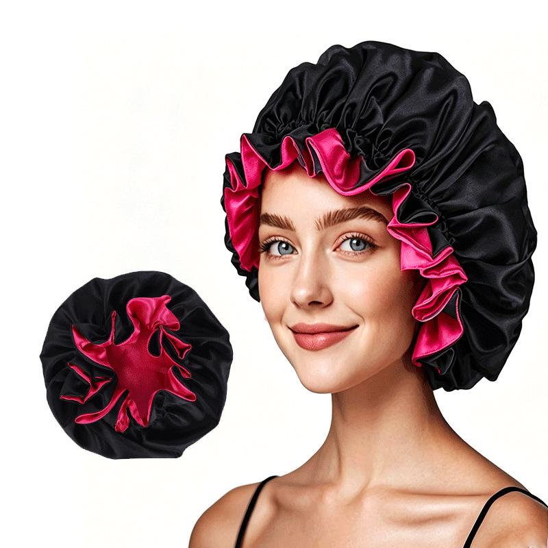 Double-layer Satin Lace Nightcap - Silk Imitation Hair Protection Cap