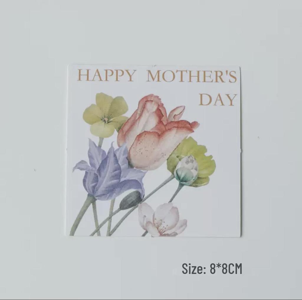 Mother's Day Floral Cake Decoration with Pearl Bow Retro Print Edging