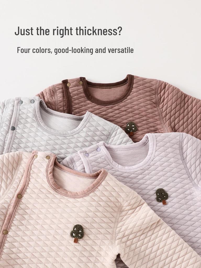 Class A Long-Sleeved Baby Romper for Spring and Autumn - Warm Oblique Placket Infant Jumpsuit