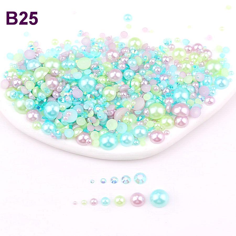 Mixed 2mm-10mm Half-Round AB Plated Resin Pearls - DIY Accessories