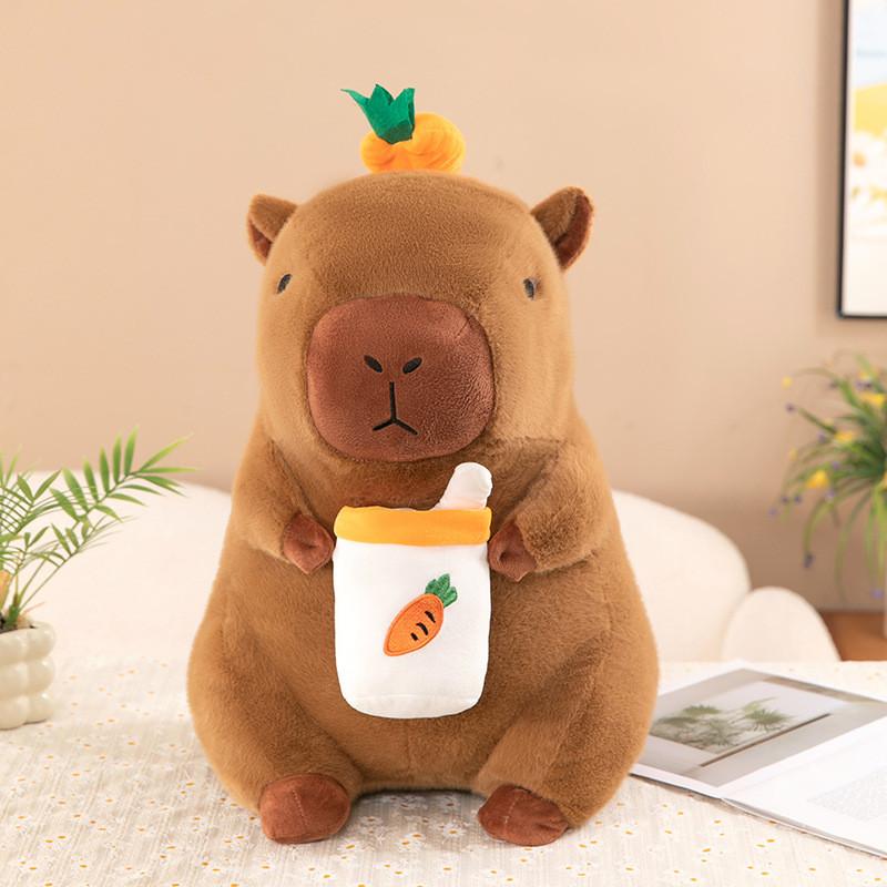 Milk Tea Fruit Cup Capybara Plush Toy Dolls Room Decoration Grape Cherry Carrot