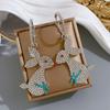 Hip Hop Punk Rabbit Bunny Dangle Drop Earring Clip  Full Zircon Jewelry Women Prevent Allergy