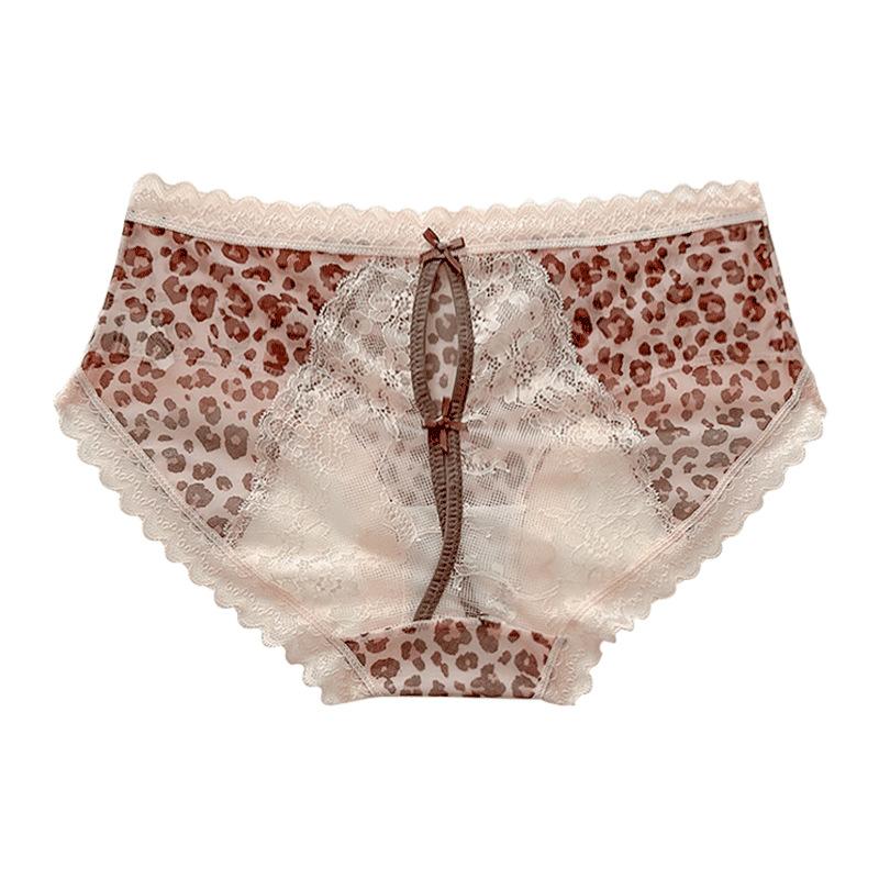 Plus Size Female Leopard Lace Hollowed Out After Pure Cotton Crotch Panties