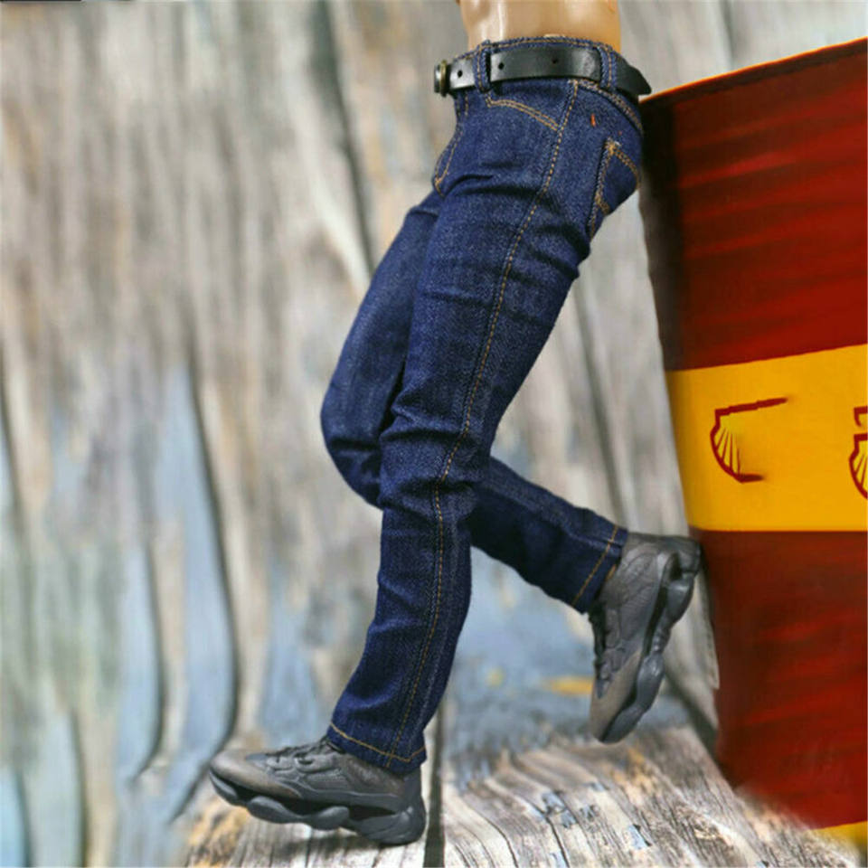 1/6 Scale Soldier Classic Jeans & Belt Model Toy for 12'' Male Action Figure Body Accessories