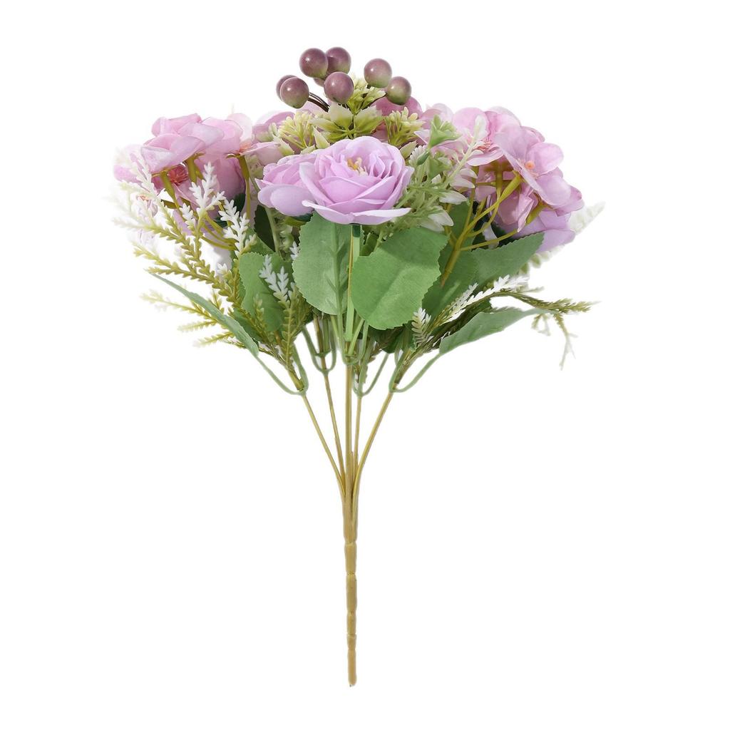 Simulation Green Plants & Fake Small Roses for Wedding, Home, or Outdoor Decor