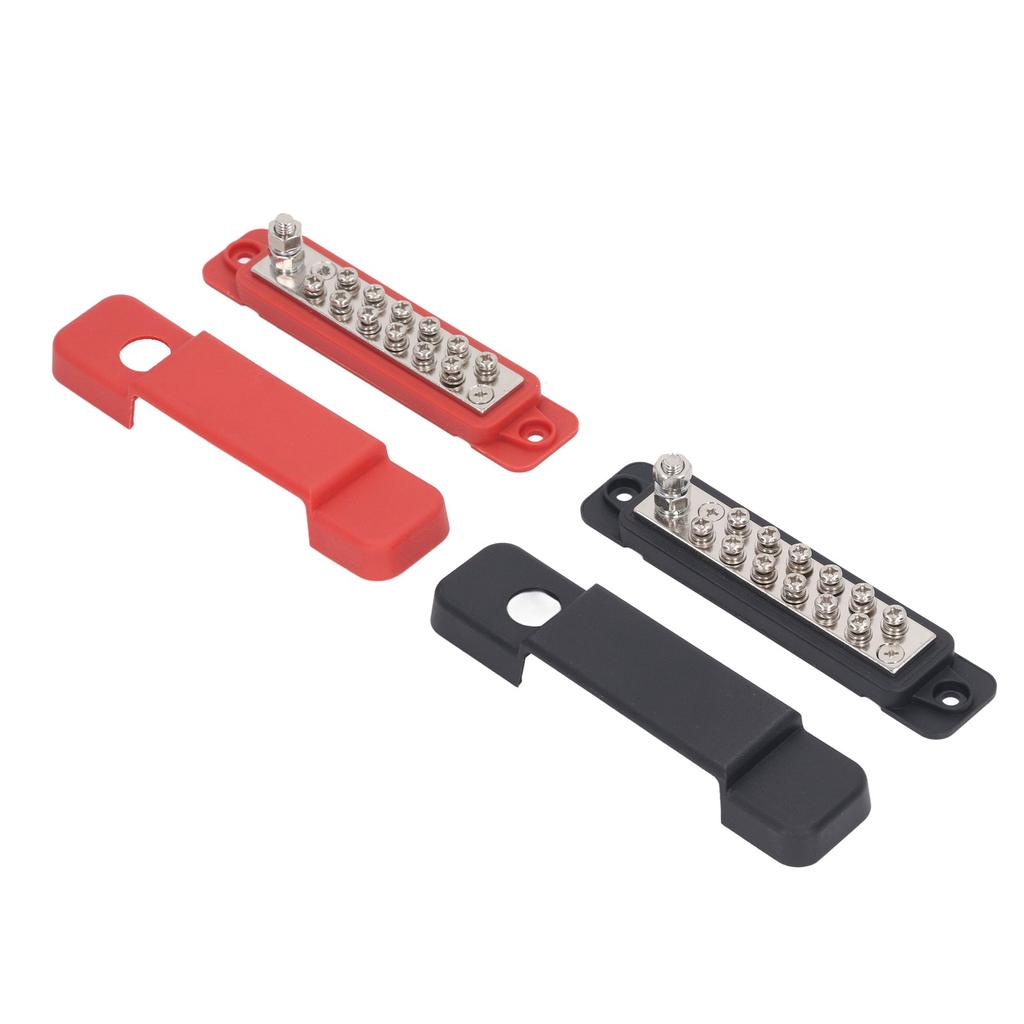 2 Sets 12 Terminal Busbar M8 Stud Power Distribution Block for Automobile RV Marine Yacht DC48V