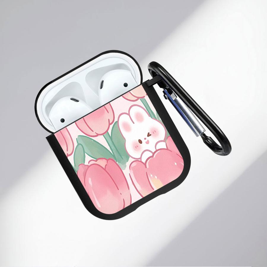 Weiche Kopfhörerhüllen Abdeckung Hülle Für Airpods Pro3 3 Pro 2 4 Pro2 1 Blume Rosa Tulpen Hase