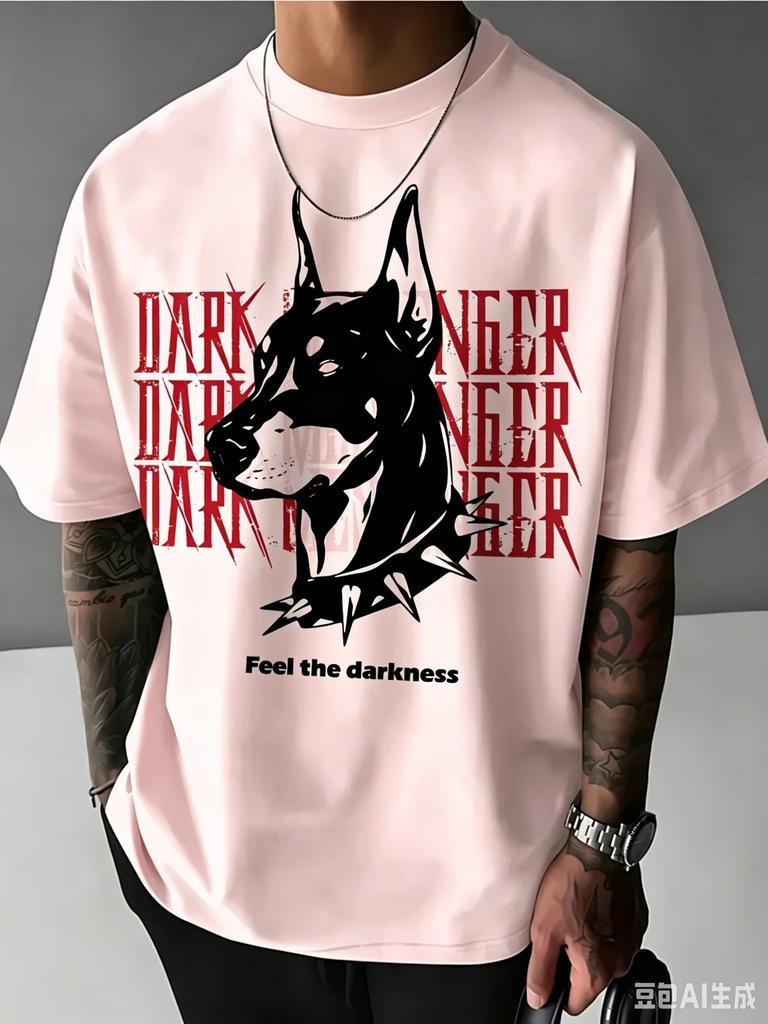 Unisexs Pure Cotton Tshirt Summer Casual Street Style Gothic Style Doberunisex Print Short Sleeves Hiphop Style Round Neck Tops