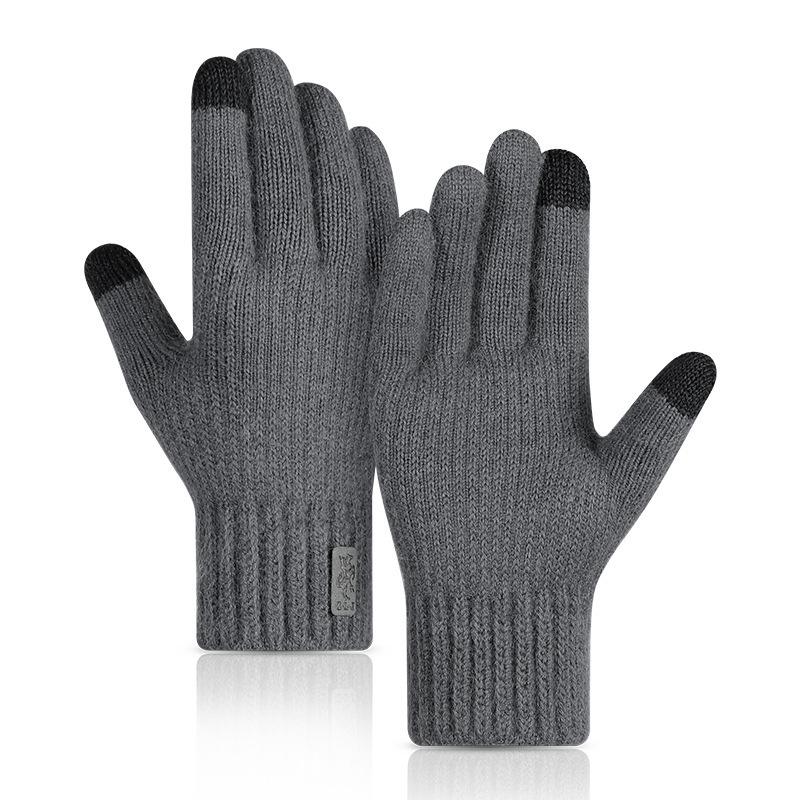 Men's Winter Touchscreen Cycling Gloves - Warm Fleece-lined Alpaca Wool Knit