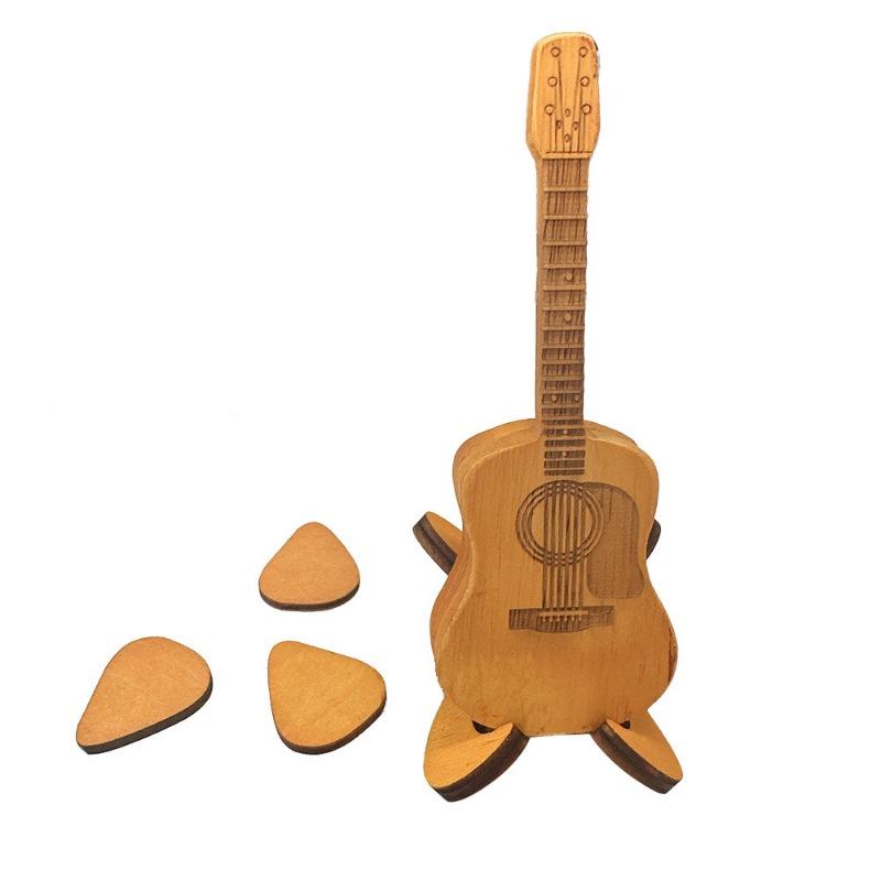 1PC Wooden Acoustic Guitar Pick Box, Wood Decorative Ornament