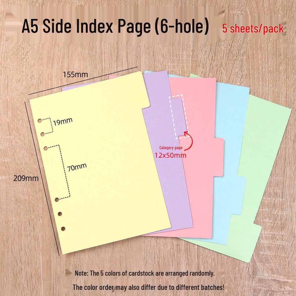 A5/A6 Standard 6-Loch Bunte Einleger für Reisehefte