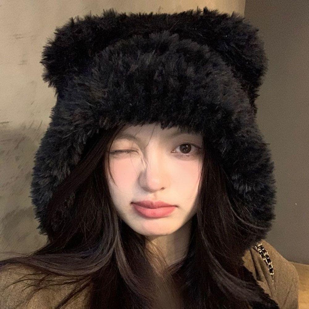 Winter Ear Protection Hat Fashion Bear Beanies Bonnet New Plush Earmuffs Cap