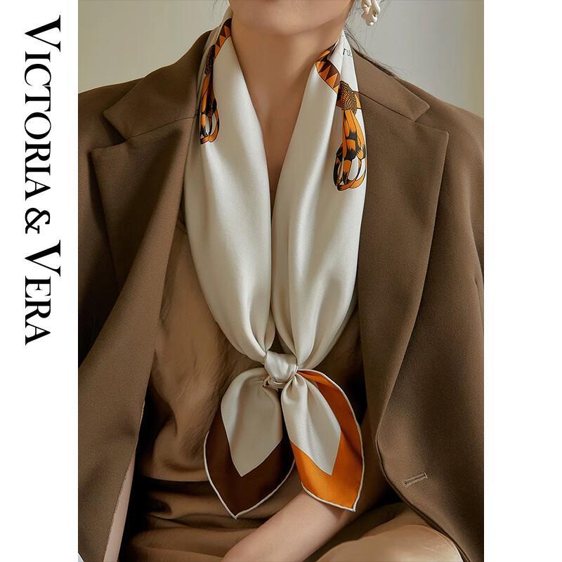 

VICTORIA&VERA 99% Mulberry Silk Printed Small Square Scarf 53x53 cm