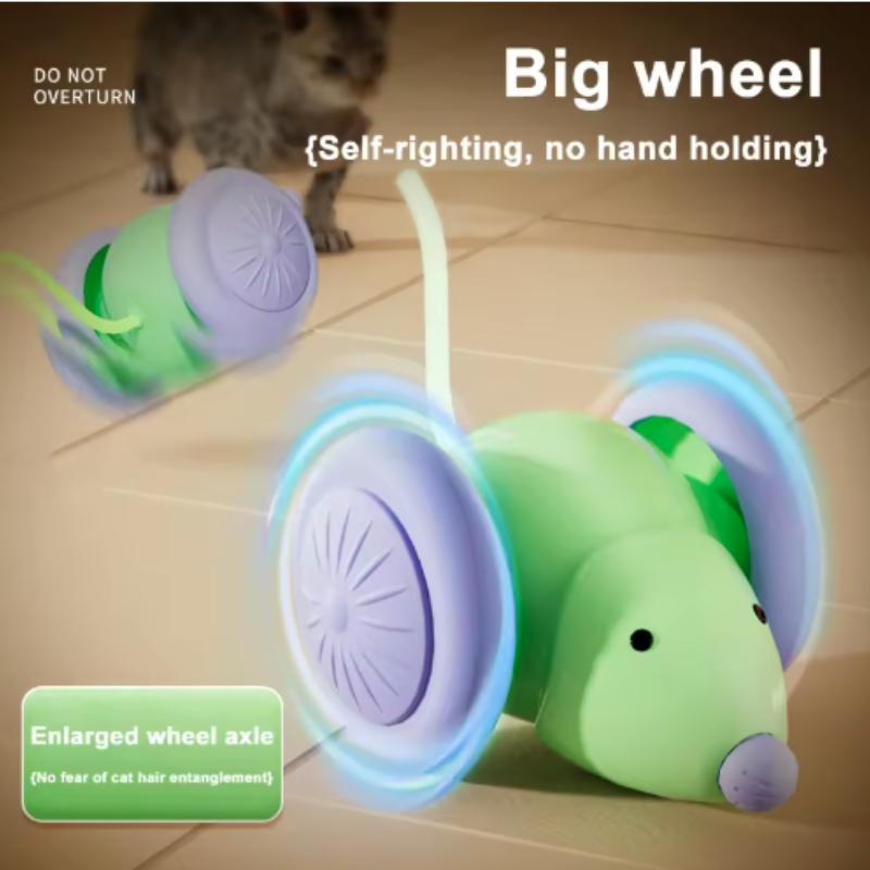 Interactive Electric Mouse Car Cat Toy Rechargeable Automatic Teaser with Smart Obstacle Avoidance Pet Playtime