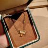 Bee Necklace Set for Women Elegant Citrine Earrings Minimalist Diamond Ring Collarbone Jewelry Gift