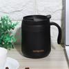 Doppelwandige Edelstahl Vakuumisolierte Kaffeebecher Tasse mit Henkel für Zuhause Büro Schwarz 350ML
