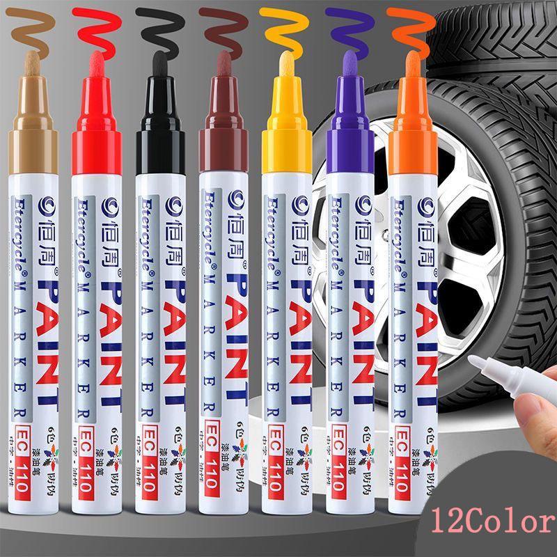 6pcs Colorful Permanent White Paint Marker Waterproof For Stone Markers Tire Tread Rubber Fabric Metal 12 Colors Pens
