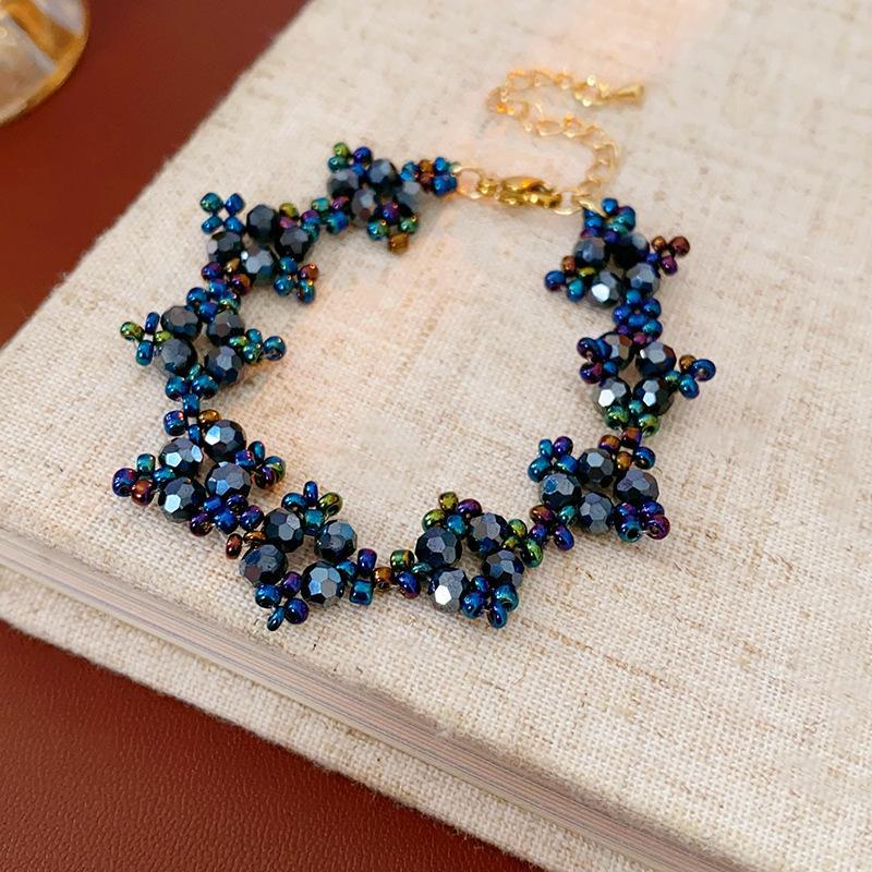 

Комплект украшений «Цветок из серебряной иглы с бриллиантами»: Серьги из бисера, колье-чокер и браслет — модный и универсальный дизайн высокого класса Bracelet