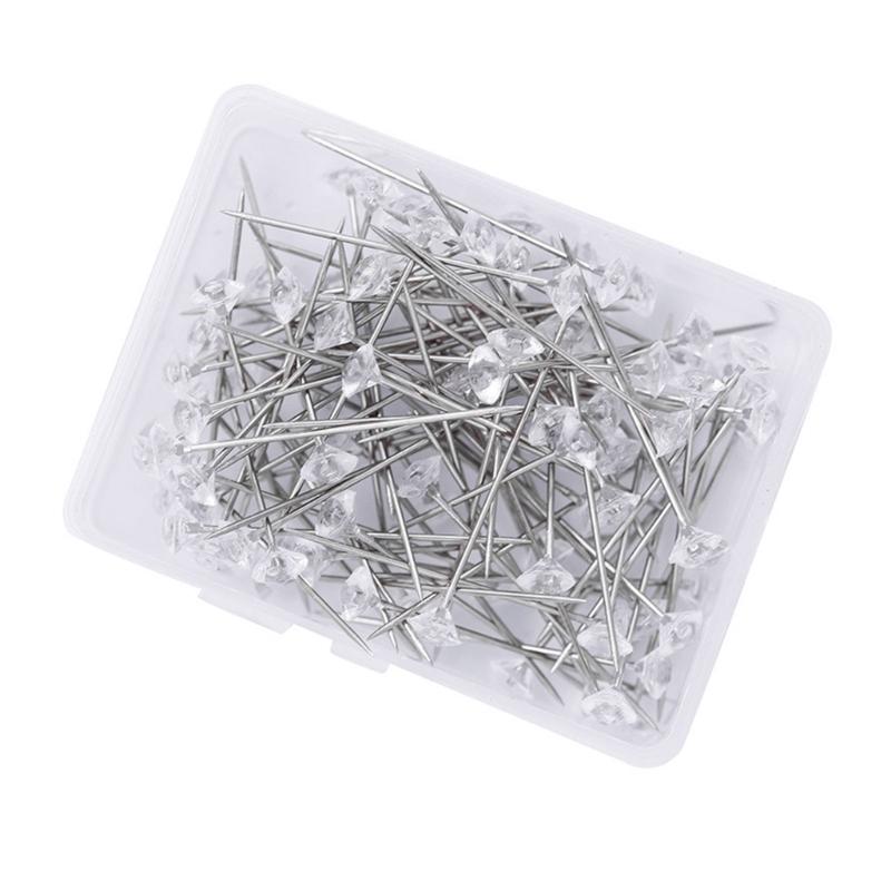 50/100/150/200Pcs Crystal Diamond Head Pins 1.5inch Diamond Head Straight Pins, Steel Bouquets Pins Corsages Flower Pins