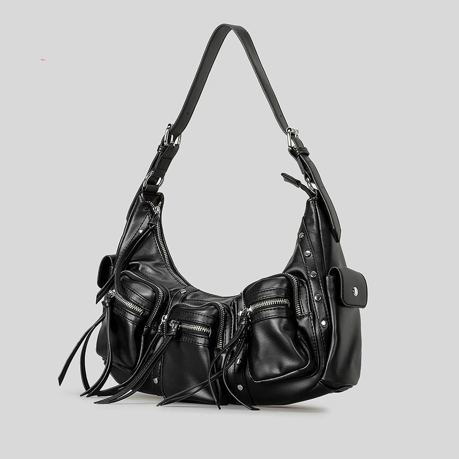 

Vintage Washed Leather Crossbody Bag Spicy One Shoulder Girl Soft Motorcycle Bag