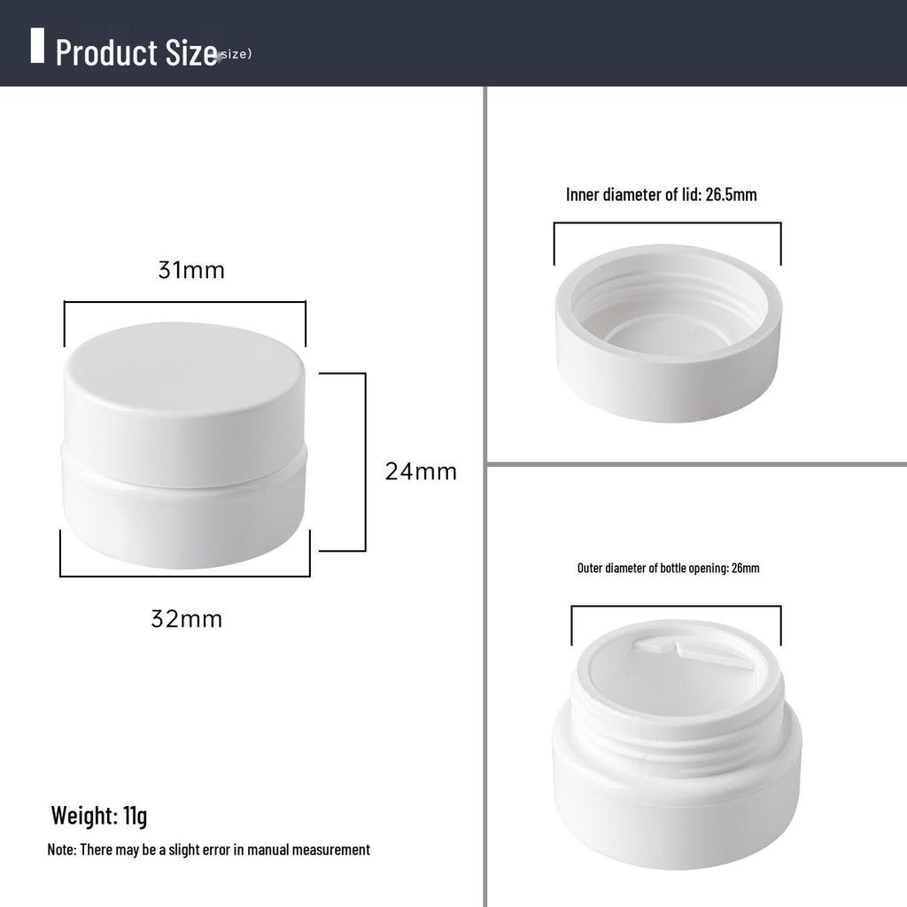 5g Nail Art Gel Storage Bottle - Pure White, Light-Proof, Anti-Overflow Ring.
