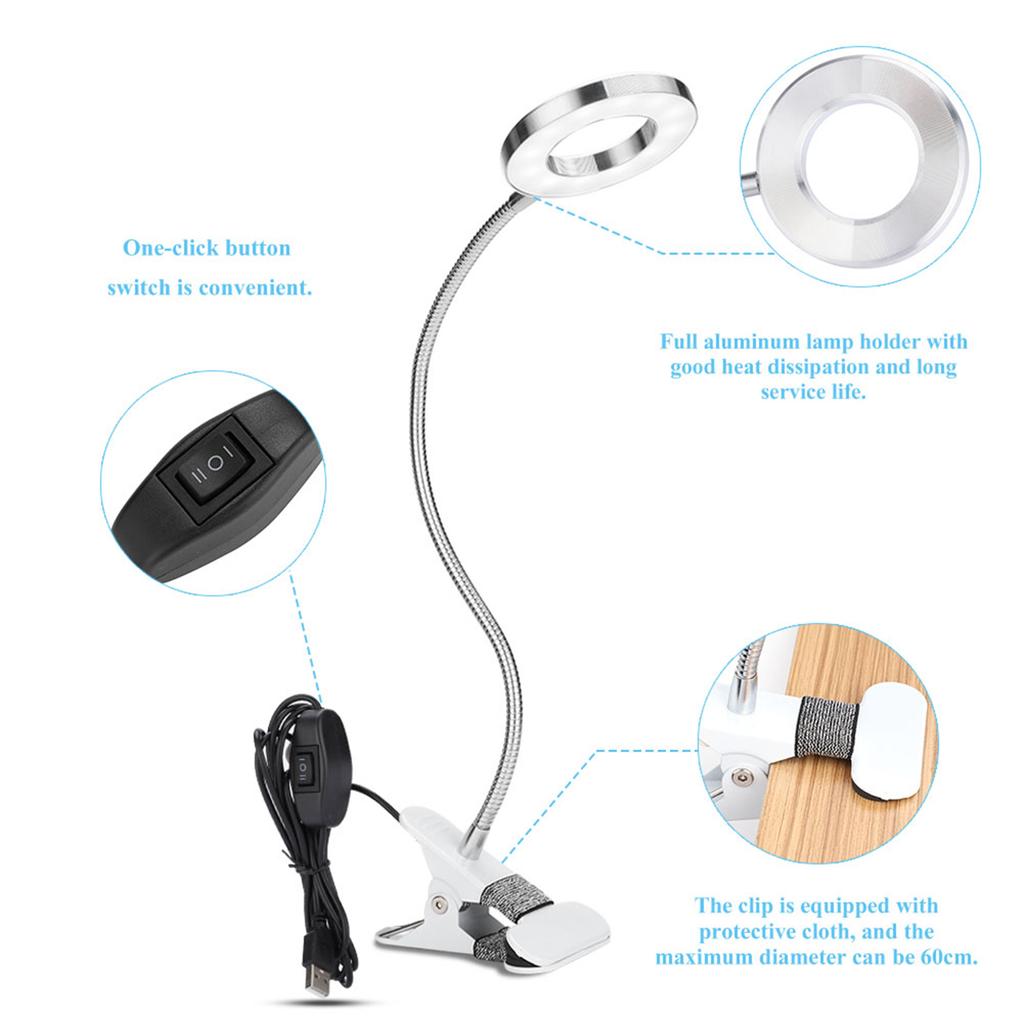 USB Circle Makeup Lamp Eyebrow Lip Tattoo Beauty Salon Desktop Led Lights with Clip