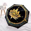 1pcLotus Mandala Automatic Folding Umbrella with 8 Bones, Portable 3-Fold Collapsible Compact Design On-the-Go Essential, Casual Outdoor Acc