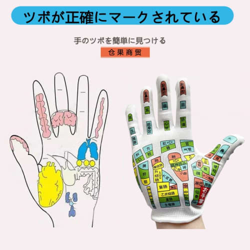 Hand acupressure gloves [Japanese acupressure instruction manual] [double-sided acupressure print] Palm massage acupressure stick tool